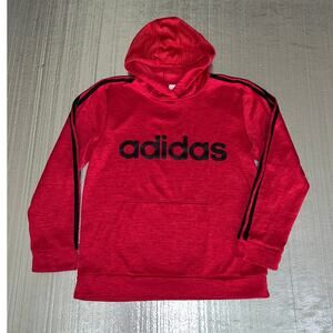Adidas Red Pullover Hoodie Youth XL (18/20) Black Logo Athletic